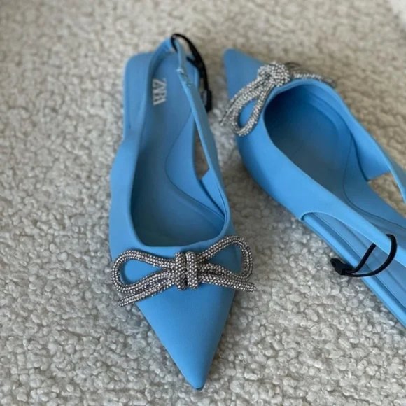 ZARA Embellished Bow Flat Mules - Picture 4 of 6